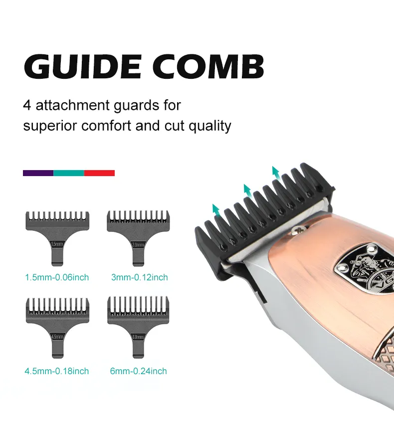 VGR V-976 Tondeuse à cheveux professionnelle rechargeable sans fil 6500 tr/min 150 minutes d'autonomie - OR – Image 8