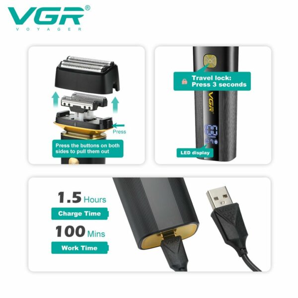Rasoir électrique sans fil rechargeable VGR V-355 – Image 4