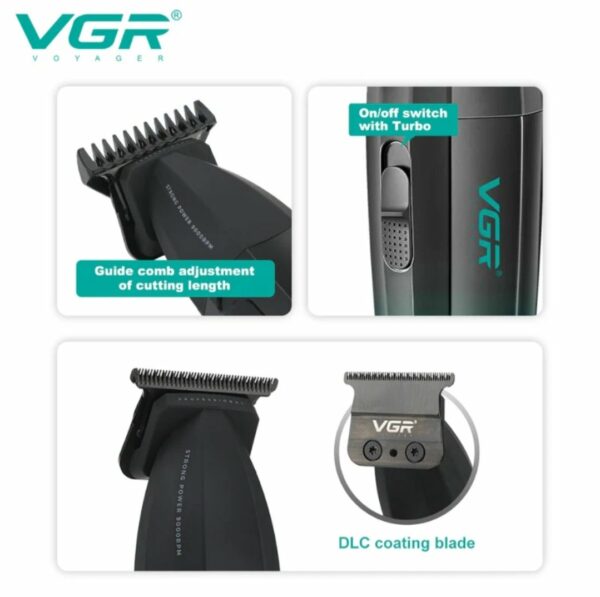 VGR 906 Tondeuse à cheveux professionnelle 906 Fresh Fade - 9000 tr/min  Rechargeable par USB - vert – Image 3