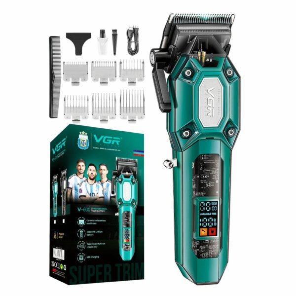 Tondeuse à cheveux professionnelle VGR V-600 avec levier conique et écran LED