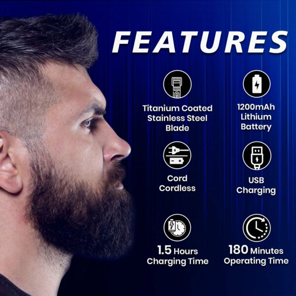 Tondeuse à cheveux professionnelle avec ou sans fil VGR V-998 pour hommes – Image 4