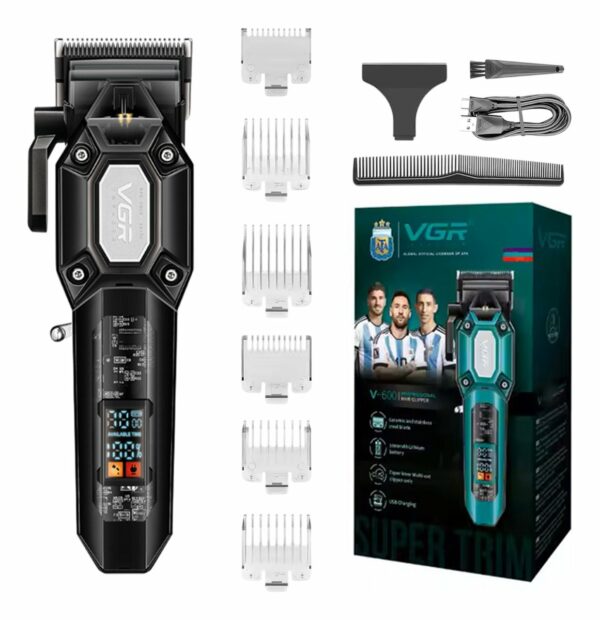 Tondeuse à cheveux professionnelle VGR V-600 avec levier conique et écran LED