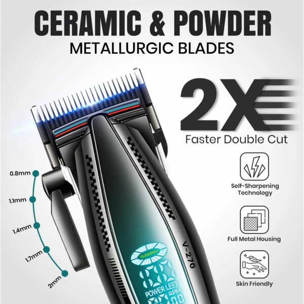 Tondeuse à cheveux professionnelle sans fil VGR V-270 pour hommes, boîtier métallique – Image 2