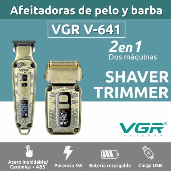 VGR V-641 Pack 2 en 1 tondeuse à cheveux professionnelle rasoir électrique – Image 2
