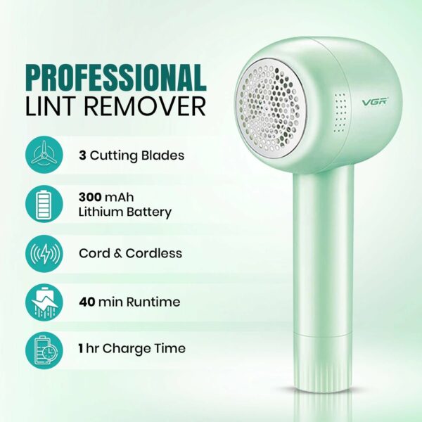 VGR V-813 Brosse anti-peluches rechargeable professionnelle - ROSE – Image 6
