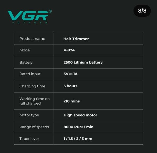 Tondeuse à cheveux V-974 VGR avec écran LCD -Dore – Image 4