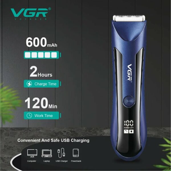 Tondeuse pour Corps et zone intime étanche VGR V-951 pour homme, noire – Image 2