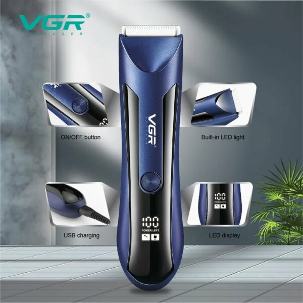 Tondeuse pour Corps et zone intime étanche VGR V-951 pour homme, noire – Image 3