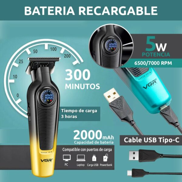 Tondeuse à cheveux professionnelle pour favoris VGR V-996 7 000 tr/min – Image 3