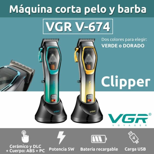 Tondeuse à cheveux professionnelle Vgr V-674 Vector Motor 9000 tr/min DORÉ – Image 3