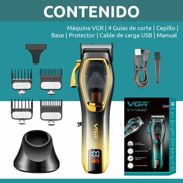 Tondeuse à cheveux professionnelle Vgr V-674 Vector Motor 9000 tr/min DORÉ – Image 6