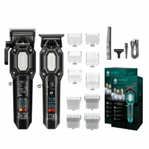 Ensemble tondeuse et coupe-cheveux professionnels VGR V-600 et V-900- Noir