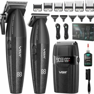 Tondeuse à cheveux et rasoir 3 en 1 VGR V-640 S3, moteur BLDC 9000 tr/min, noir