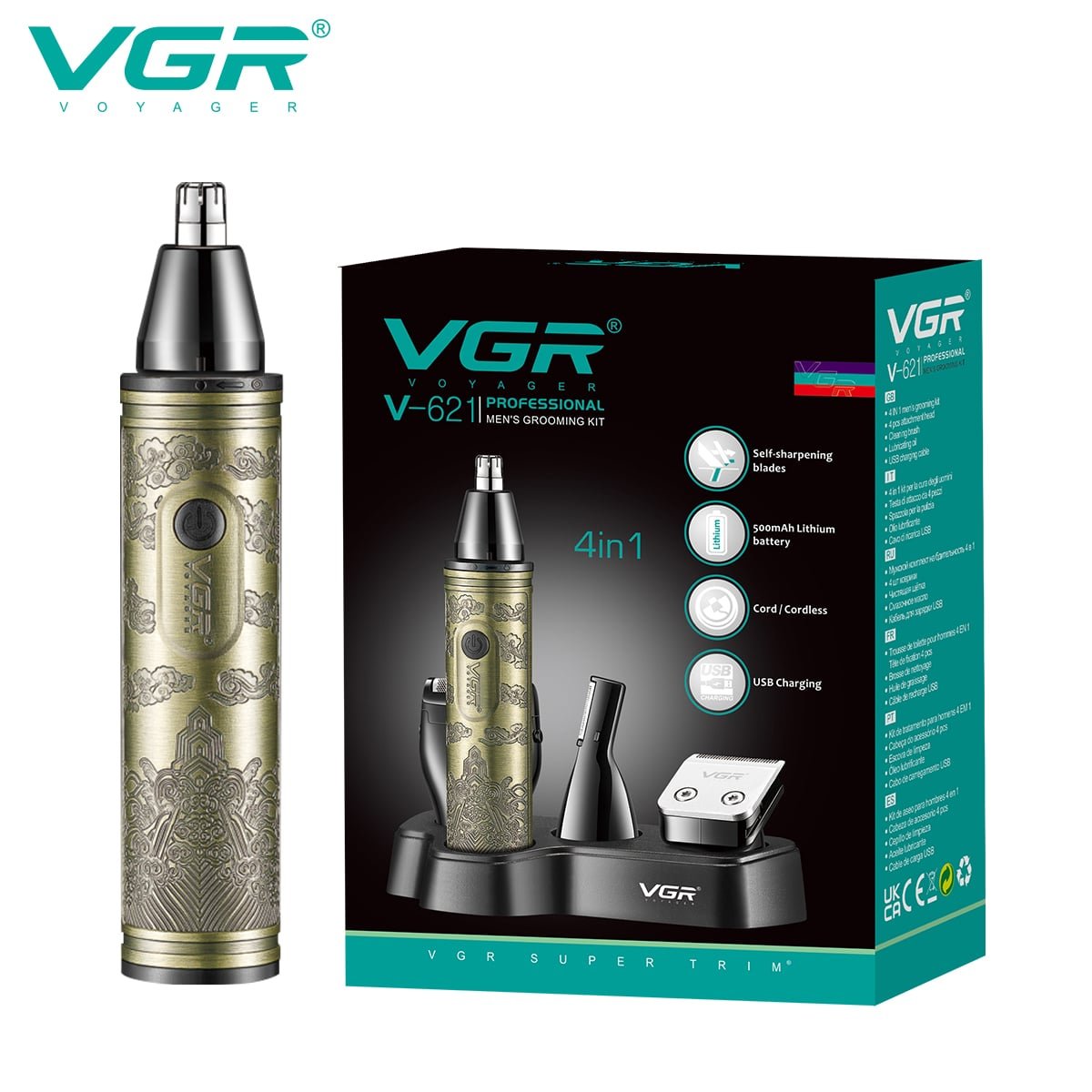 VGR V-621 Professional 4 in 1 Grooming Kit, (Gold) – Image 3