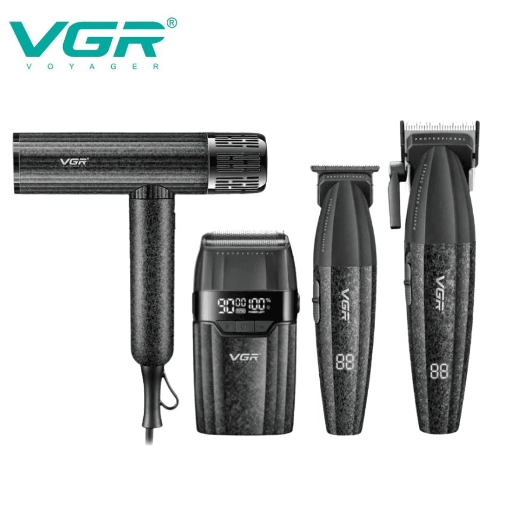 Ensemble professionnel de coupe de cheveux 4-en-1 VGR V-640 S4 Pro – Couleur noire. – Image 7