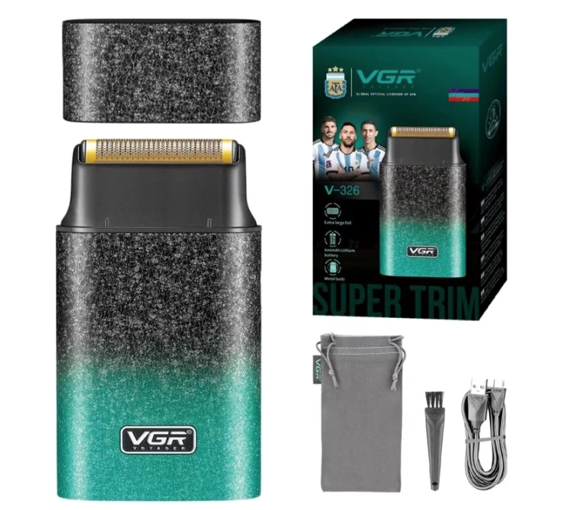 VGR V-326 – Rasoir électrique à grille pour raser les barbes courtes et lisser la peau, avec la possibilité de réaliser des dégradés dans les cheveux.
