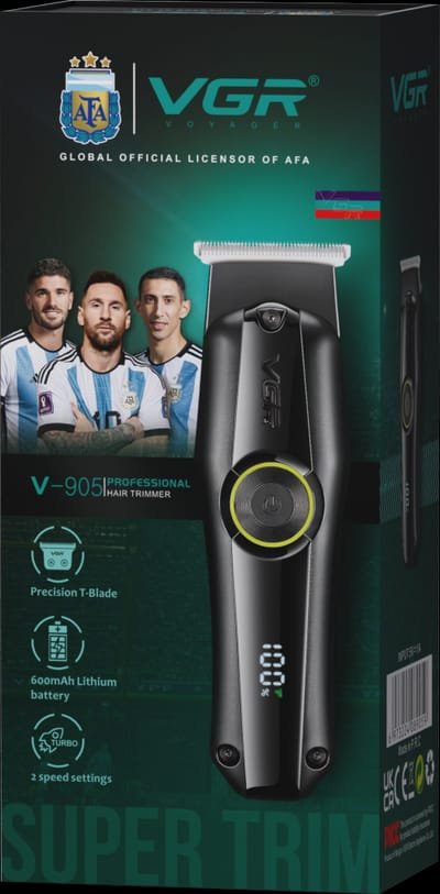 Tondeuse à cheveux professionnelle VGR V-905 pour hommes et salons (noire) – Image 3